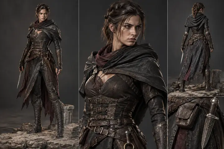 Input image of a stylized fantasy rogue