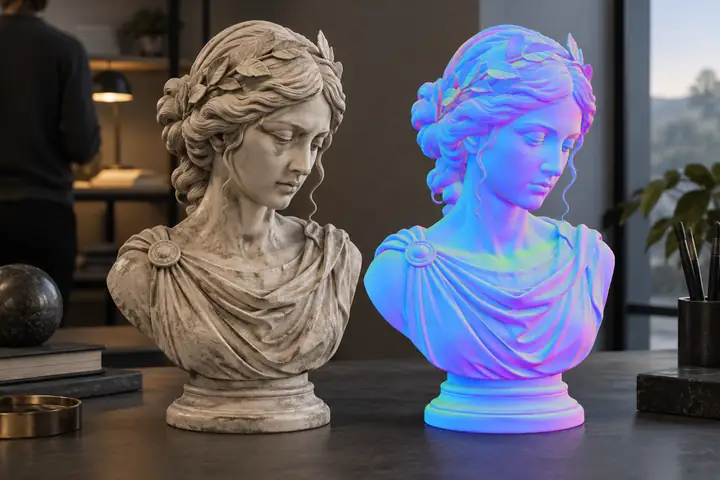 Normal map generated for a 3D model